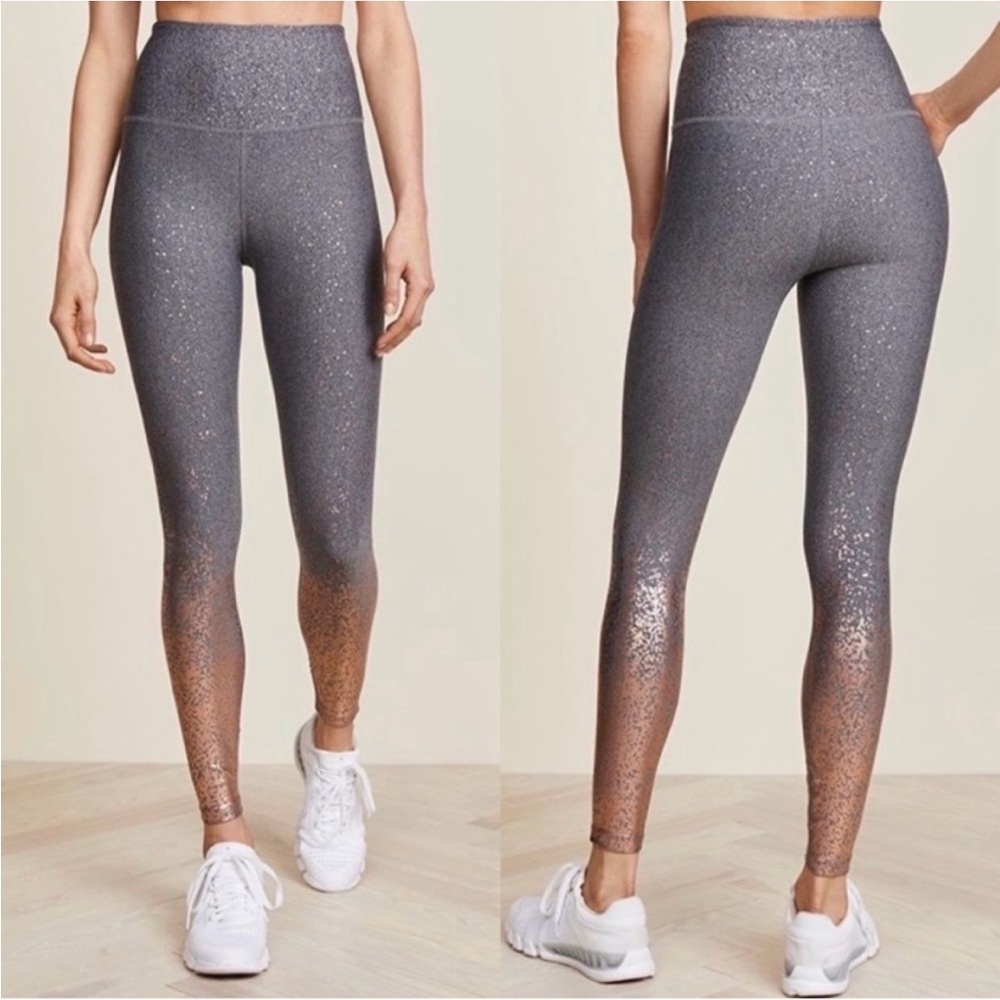 Beyond Yoga Alloy Ombre Metallic High Rise Leggings Gray and Gold Women’s Small